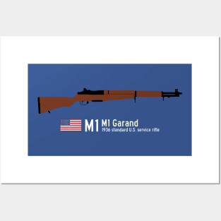 M1 Garand 1936 standard U.S. service rifle historical U.S. weapon white Posters and Art